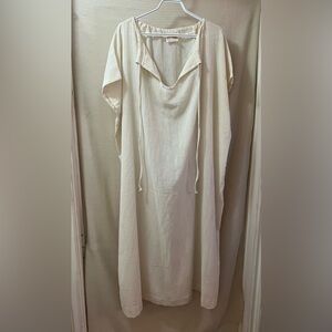 Leisure Lady Cream Sleeveless Linen Dress One Size Summer Relaxed Fit Bohemian